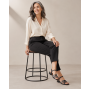 sandale dama negre din piele naturala cu barete multiple si insertie print sarpe clp15n